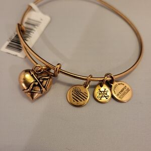 Alex & Ani Cupid's Heart Gold Charm Bangle Bracelet
